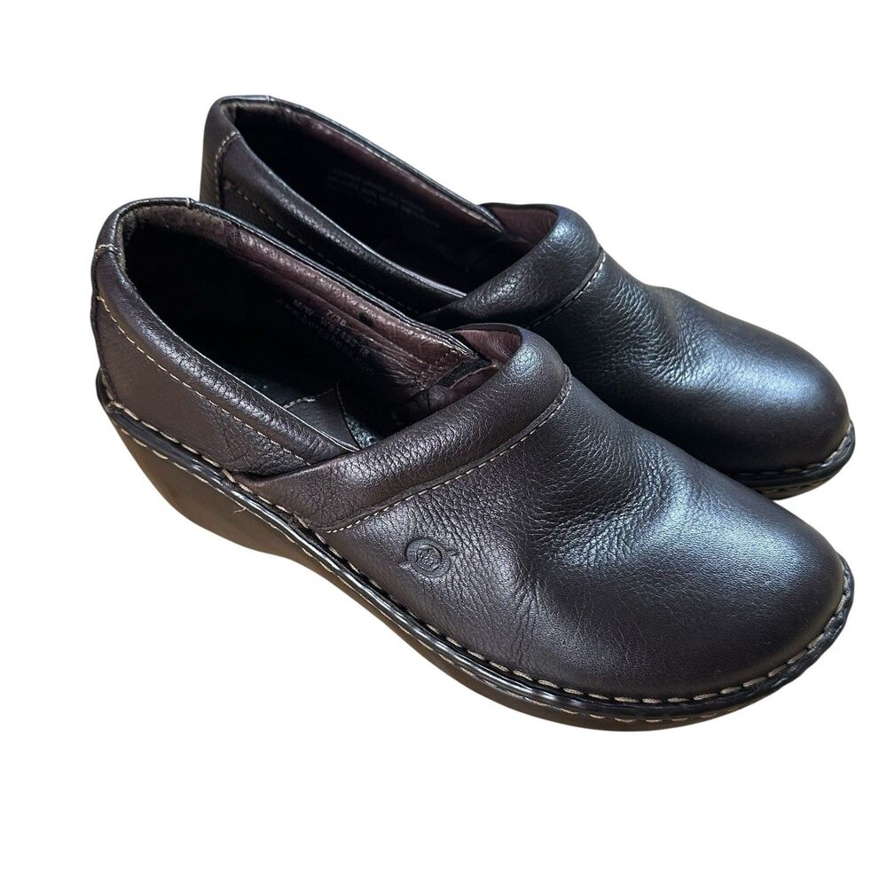 Børn Leather Boho Clogs Mules Women Sz 7 Brown Casual Comfy Nursing Artsy Work